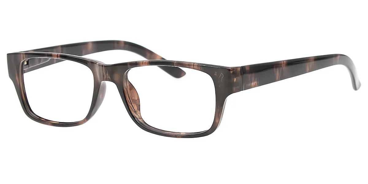 Brown Rectangle Retro Plastic Eyeglasses