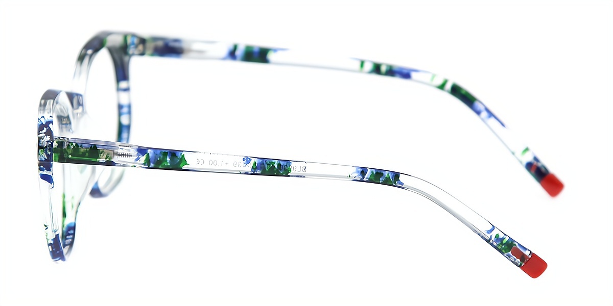 Green Floral Geometric Fancy Keyhole Bridge TR90 Eyeglasses