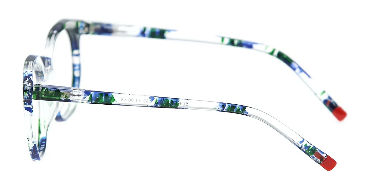Green Floral Geometric Fancy Keyhole Bridge TR90 Eyeglasses