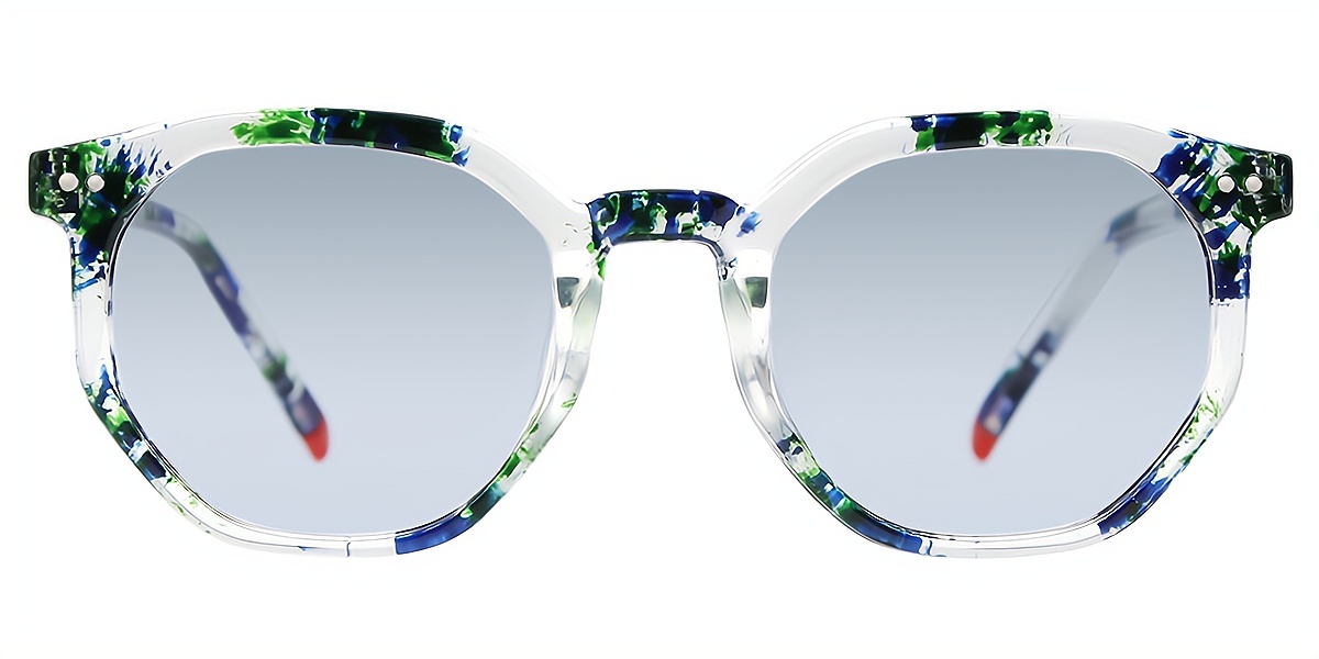 Green Floral Geometric Fancy Keyhole Bridge TR90 Eyeglasses