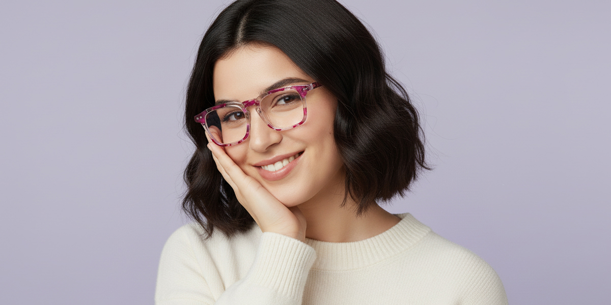 Purple Geometric Fancy Plastic Eyeglasses