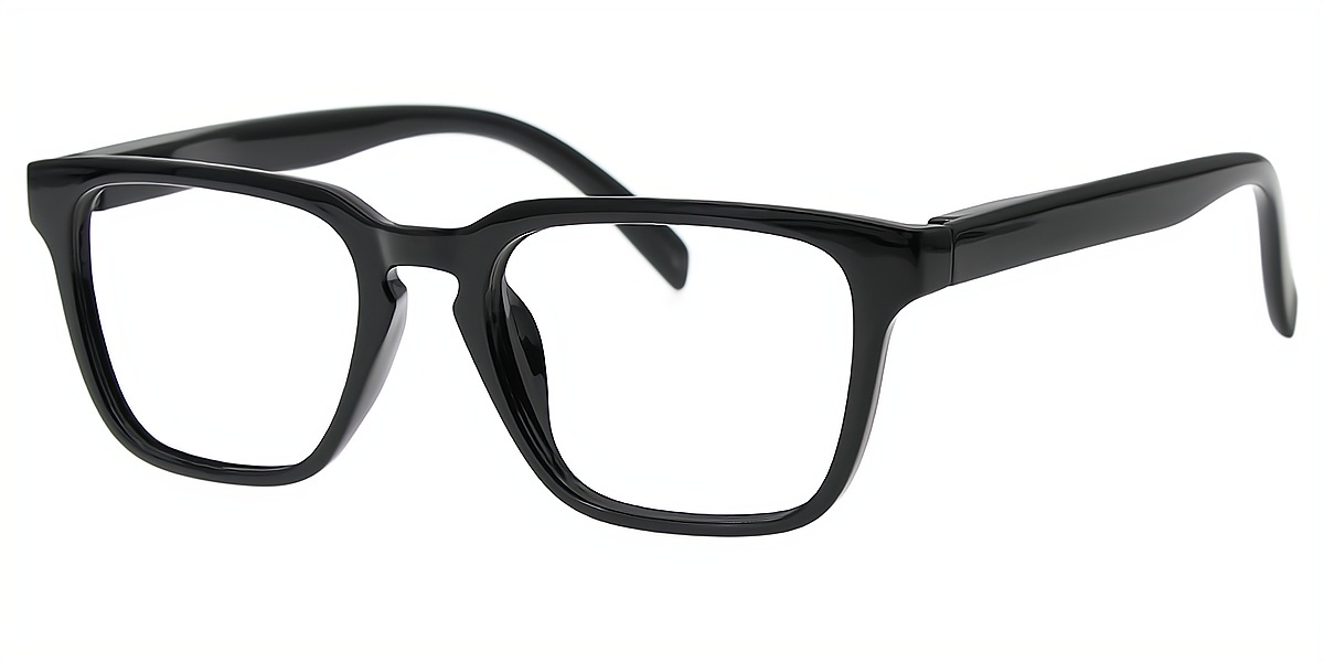 Black Rectangle Chic Plastic Eyeglasses