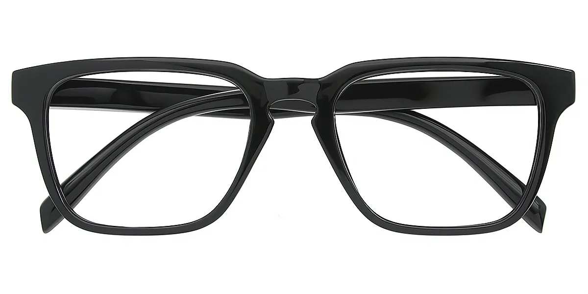 Black Rectangle Chic Plastic Eyeglasses