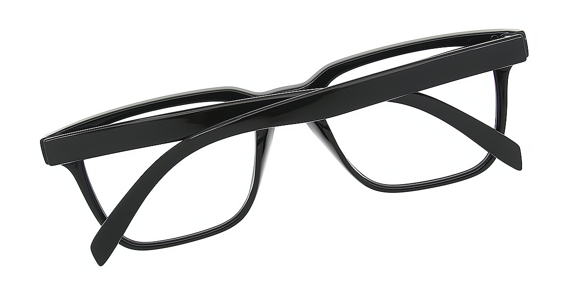 Black Rectangle Chic Plastic Eyeglasses