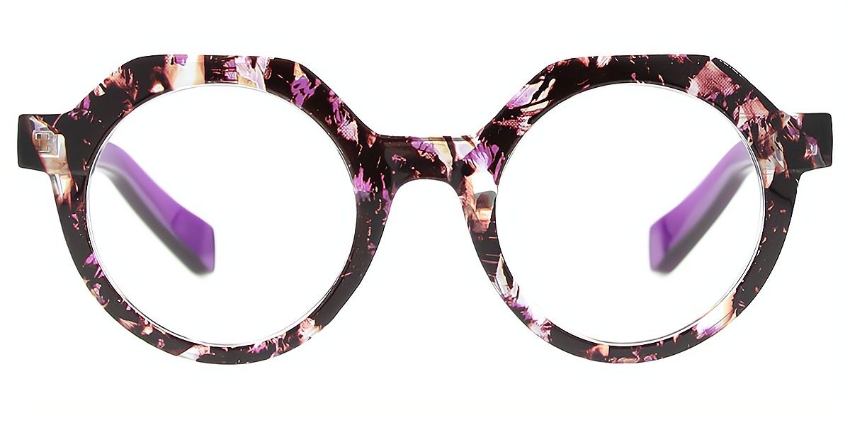 Purple Geometric Hipster Plastic Eyeglasses