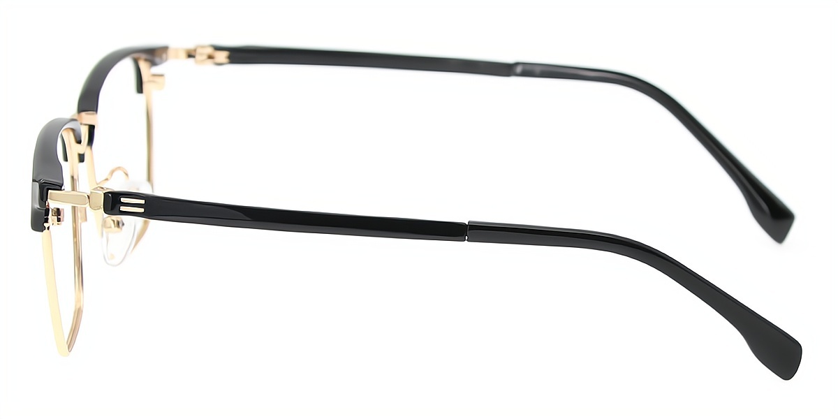 Black Golden Rectangle Classic Mixed Materials Eyeglasses
