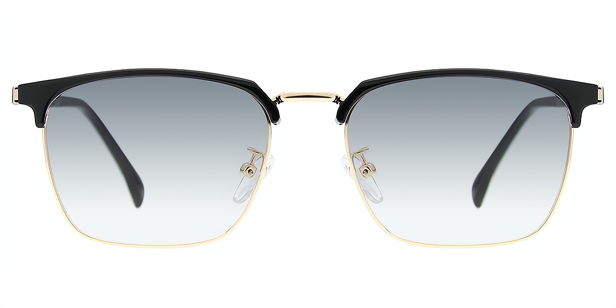Black Golden Rectangle Classic Mixed Materials Eyeglasses