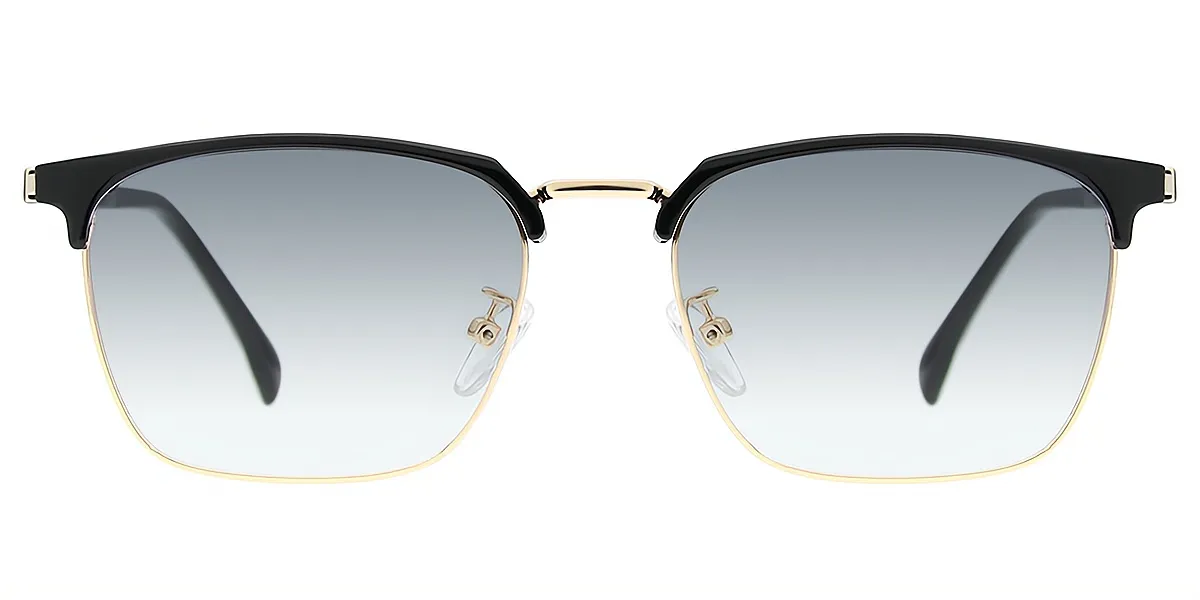 Black Golden Rectangle Classic Mixed Materials Eyeglasses