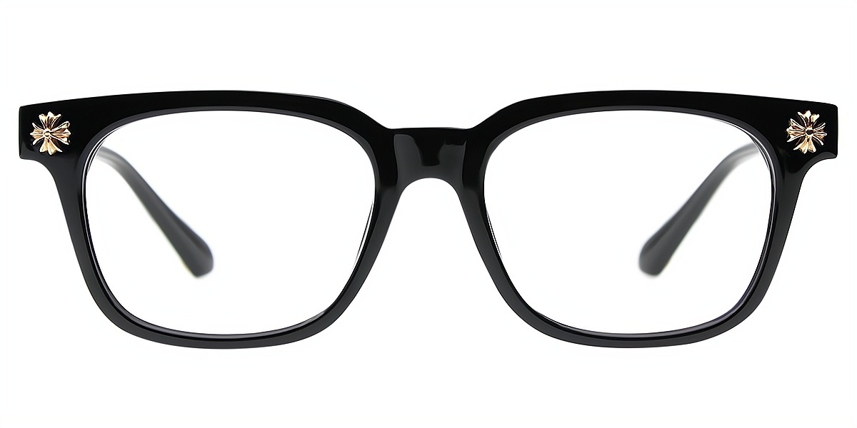 Black Rectangle Classic Plastic Eyeglasses