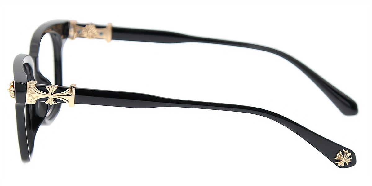 Black Rectangle Classic Plastic Eyeglasses
