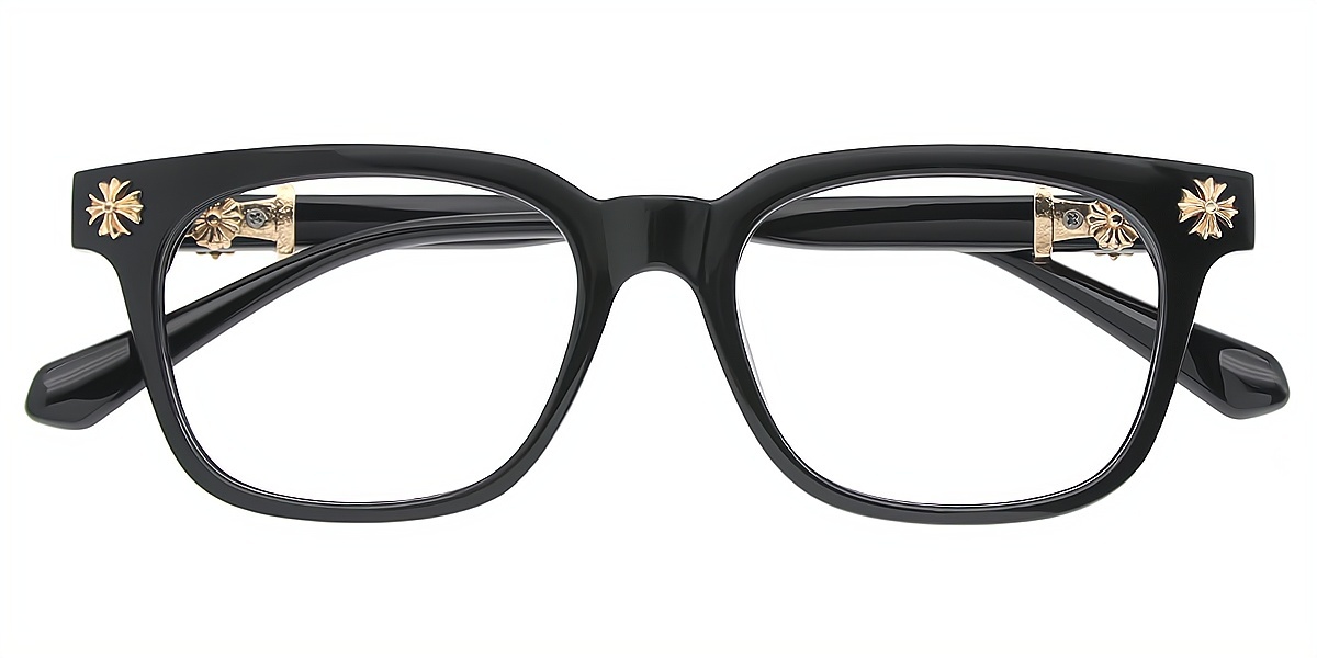 Black Rectangle Classic Plastic Eyeglasses