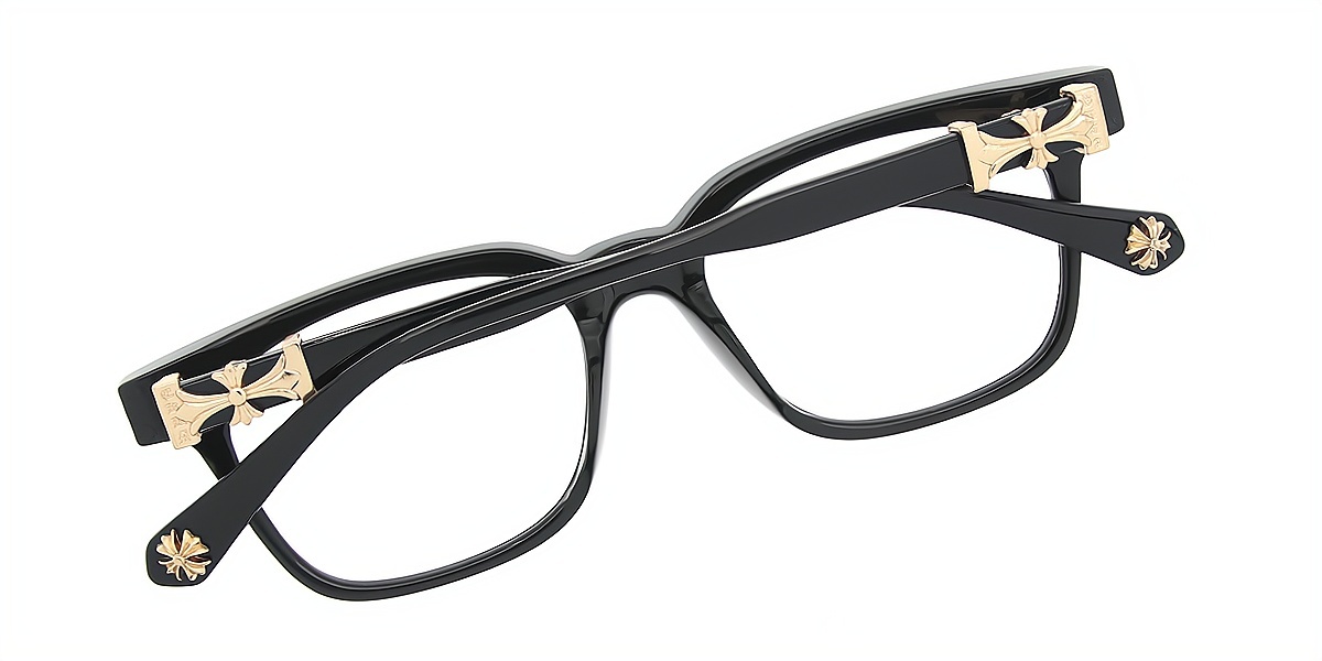 Black Rectangle Classic Plastic Eyeglasses
