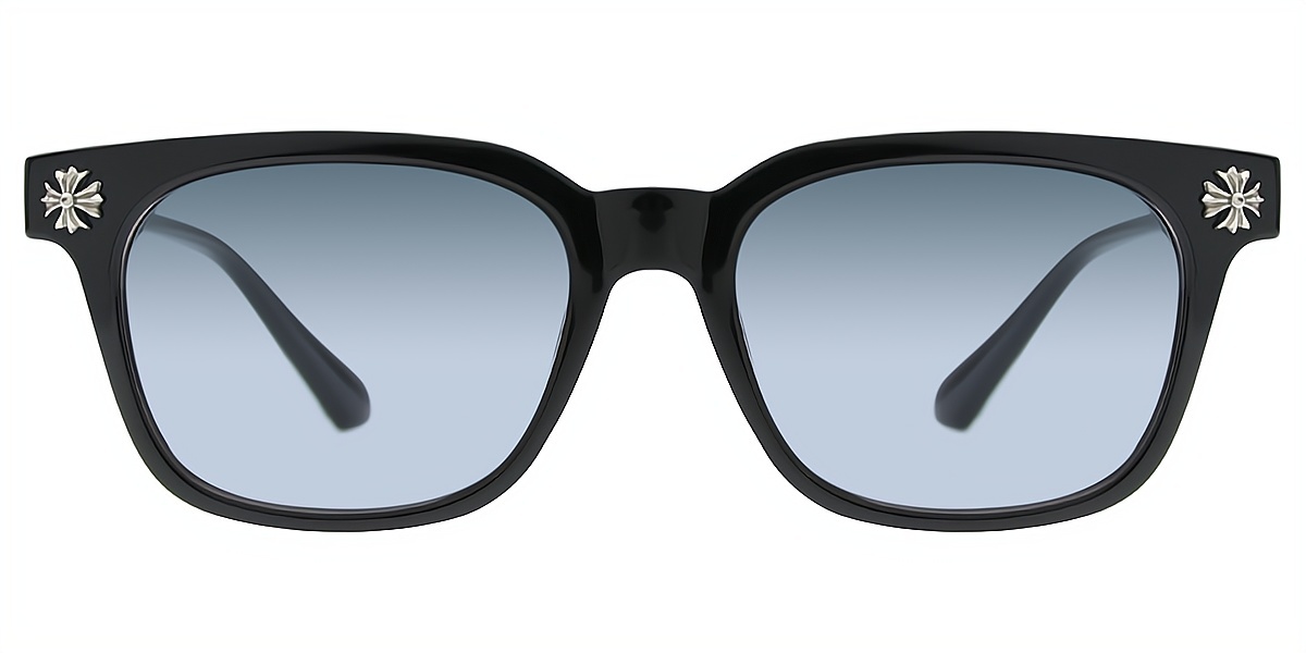 Black Silver Rectangle Classic Plastic Eyeglasses