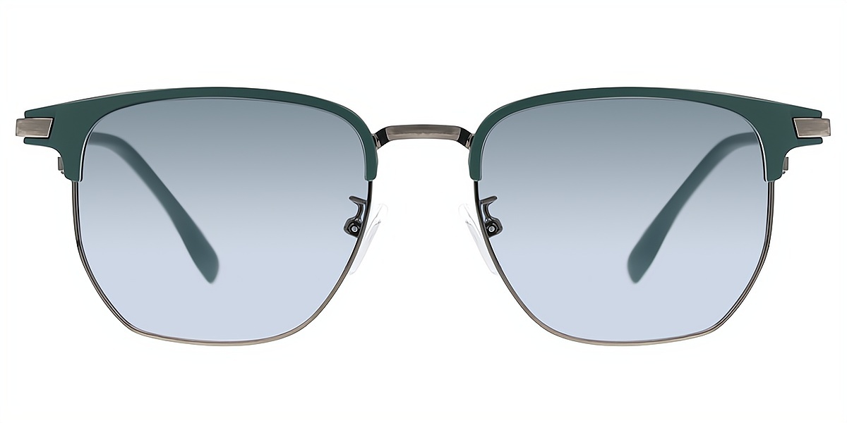 Green Silver Rectangle Simple Mixed Materials Eyeglasses