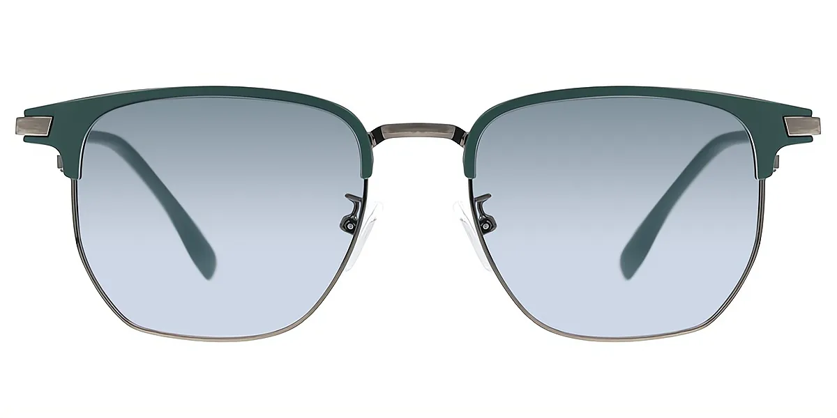 Green Silver Rectangle Simple Mixed Materials Eyeglasses