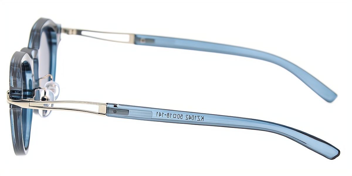 Blue Geometric Geek-Chic Mixed Materials Eyeglasses