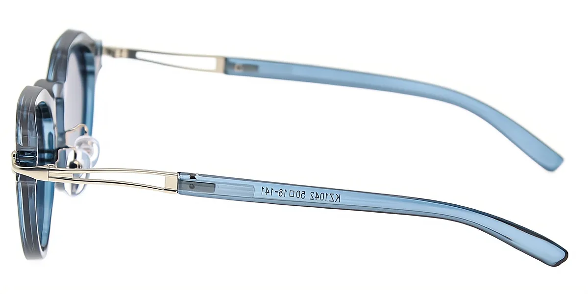 Blue Geometric Geek-Chic Mixed Materials Eyeglasses