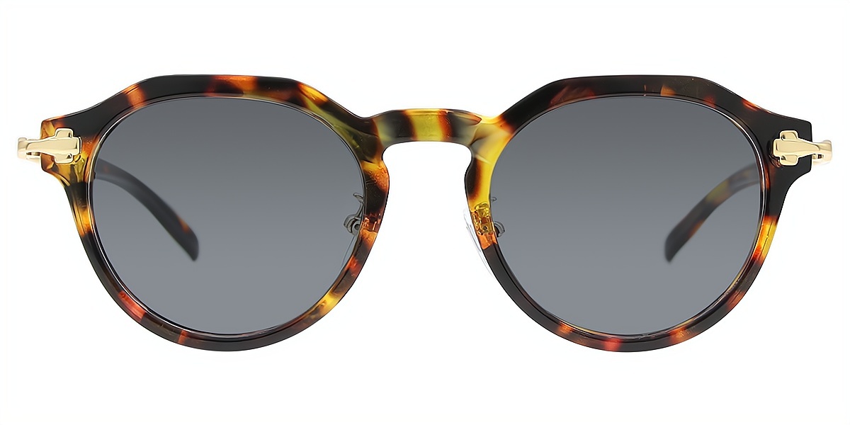 Tortoise Geometric Geek-Chic Mixed Materials Eyeglasses