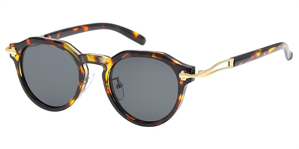 Tortoise Geometric Geek-Chic Mixed Materials Eyeglasses