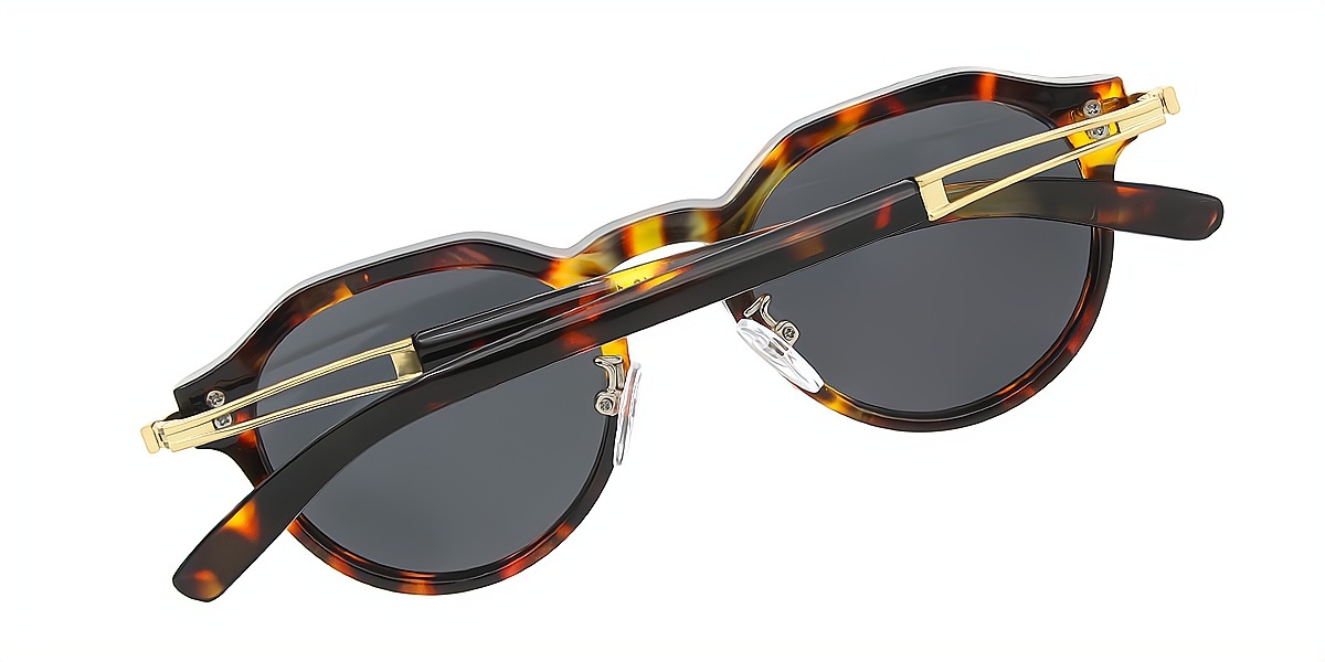 Tortoise Geometric Geek-Chic Mixed Materials Eyeglasses