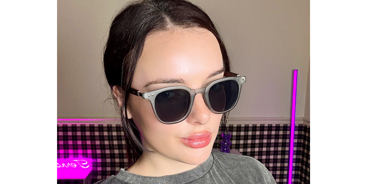 Gray Oval Geek-Chic Plastic Eyeglasses