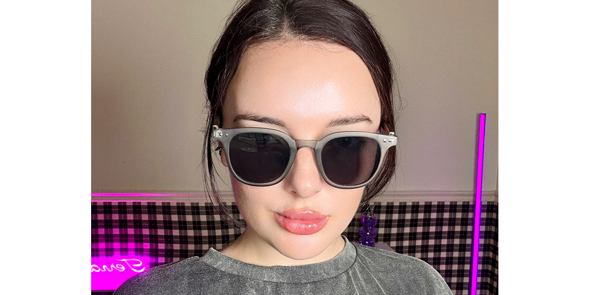 Gray Oval Geek-Chic Plastic Eyeglasses