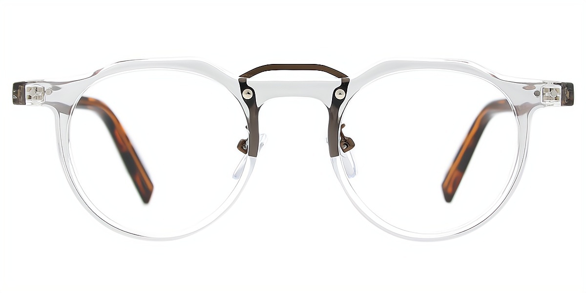 Clear Geometric Geek-Chic Mixed Materials Eyeglasses