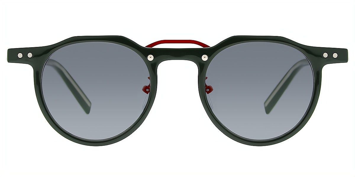 Green Geometric Geek-Chic Mixed Materials Eyeglasses