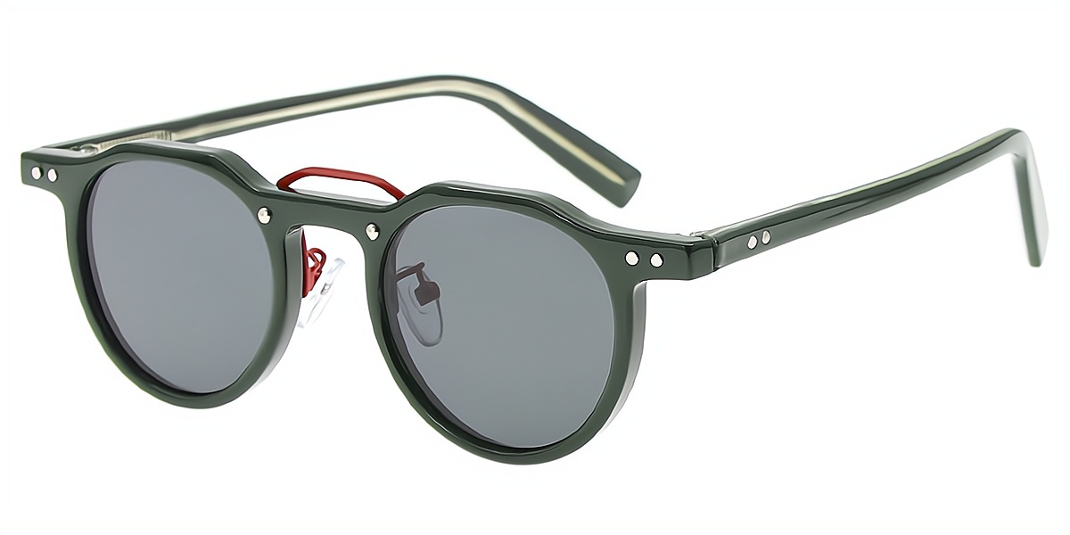 Green Geometric Geek-Chic Mixed Materials Eyeglasses