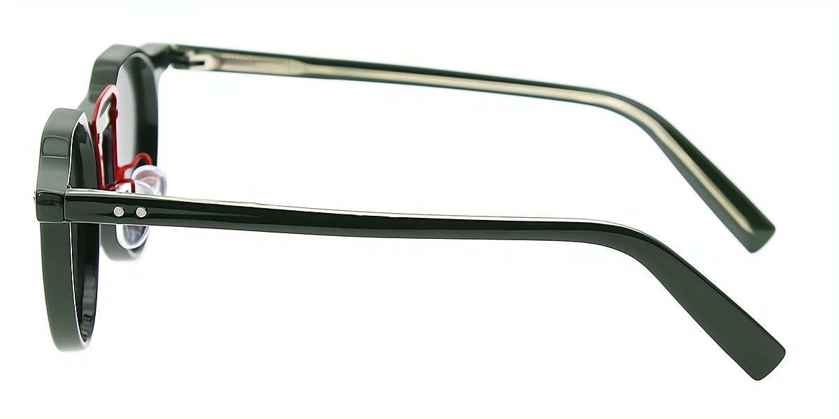 Green Geometric Geek-Chic Mixed Materials Eyeglasses
