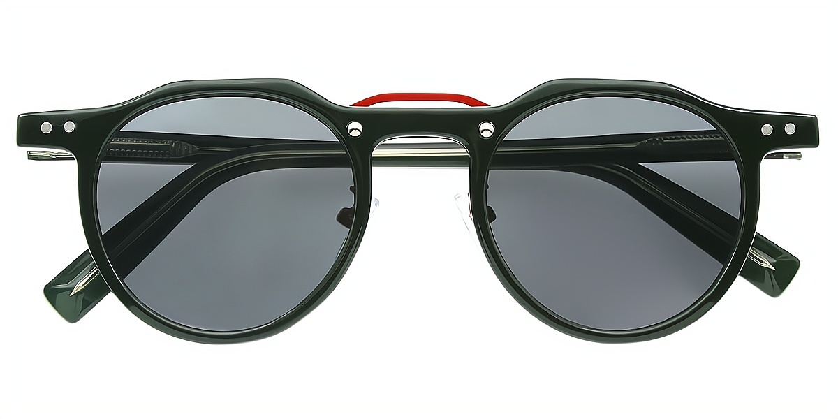 Green Geometric Geek-Chic Mixed Materials Eyeglasses