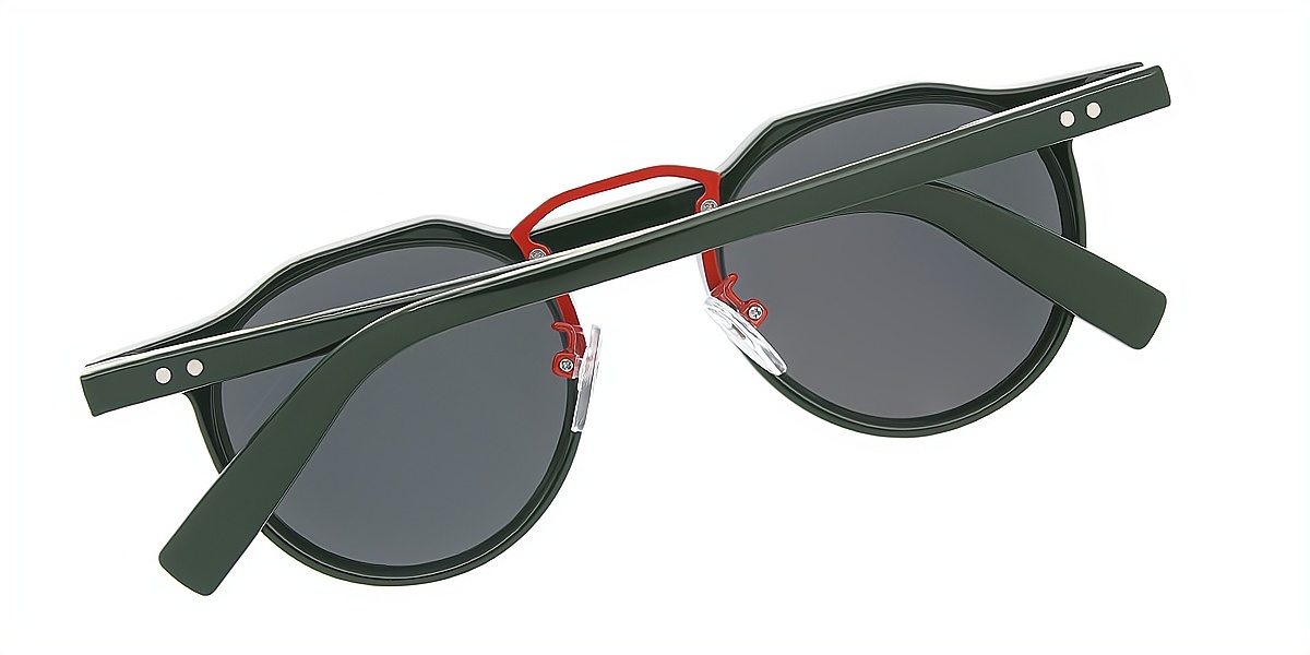 Green Geometric Geek-Chic Mixed Materials Eyeglasses