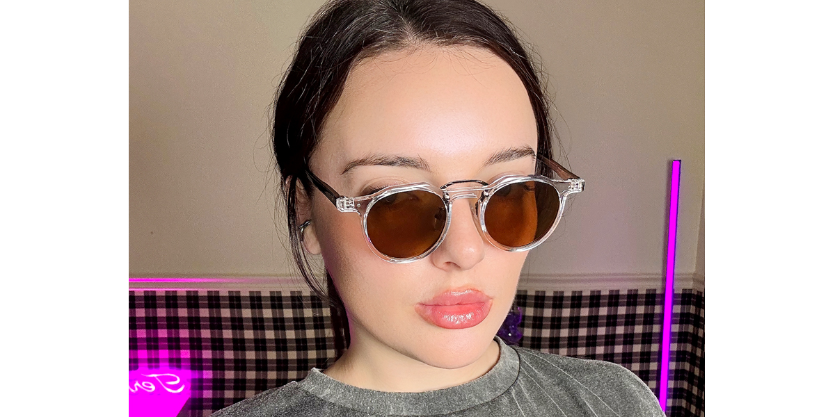 Clear Geometric Geek-Chic Mixed Materials Eyeglasses