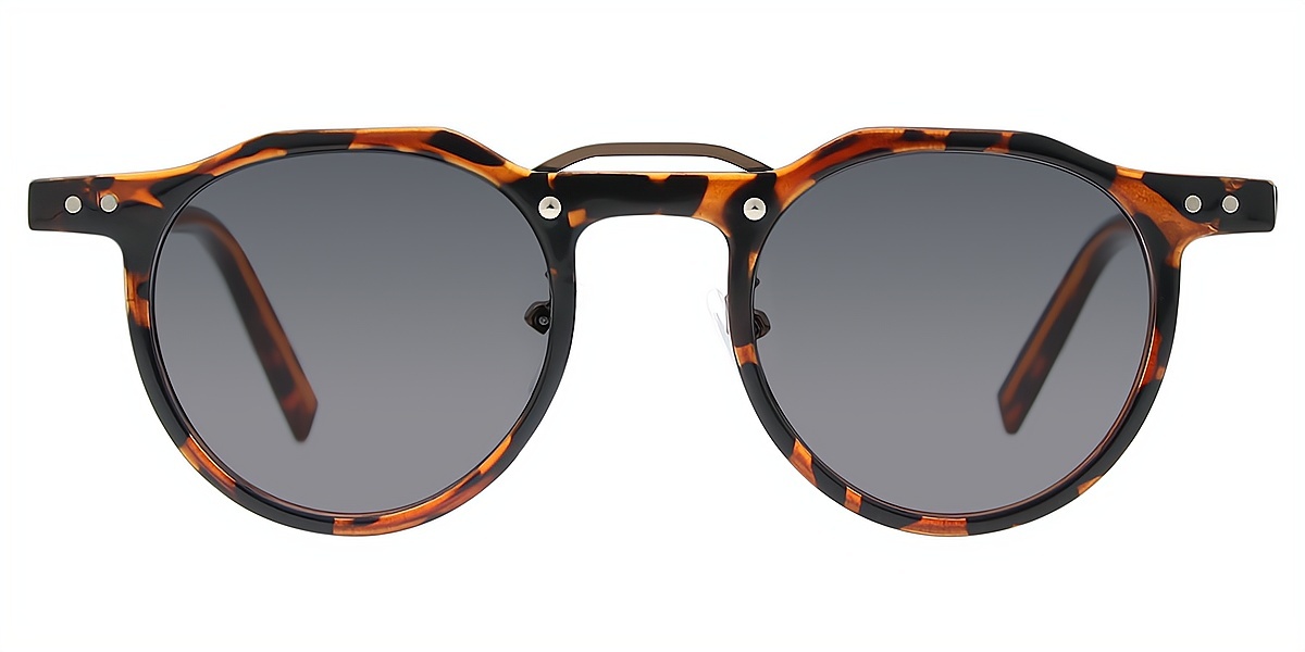 Tortoise Geometric Geek-Chic Mixed Materials Eyeglasses