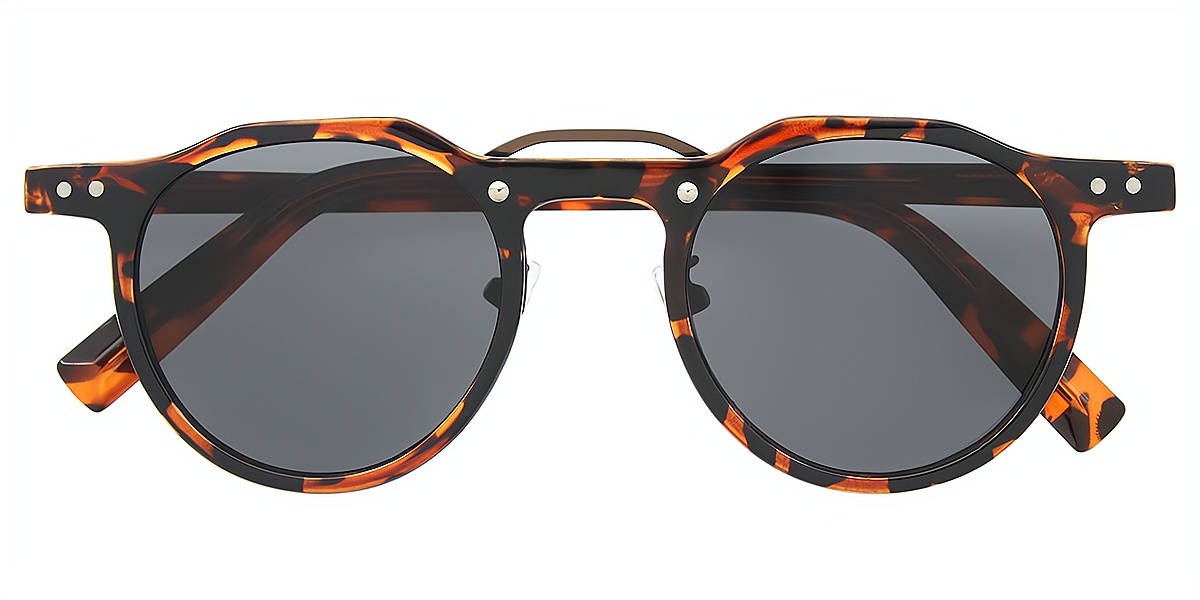 Tortoise Geometric Geek-Chic Mixed Materials Eyeglasses