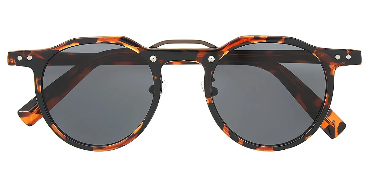 Tortoise Geometric Geek-Chic Mixed Materials Eyeglasses