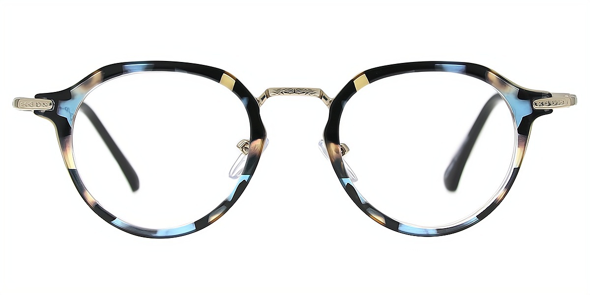 Tortoise Geometric Unique Ornate Mixed Materials Eyeglasses