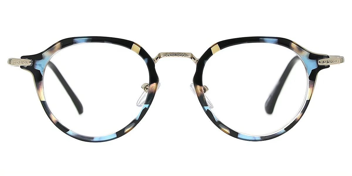 Tortoise Geometric Unique Ornate Mixed Materials Eyeglasses