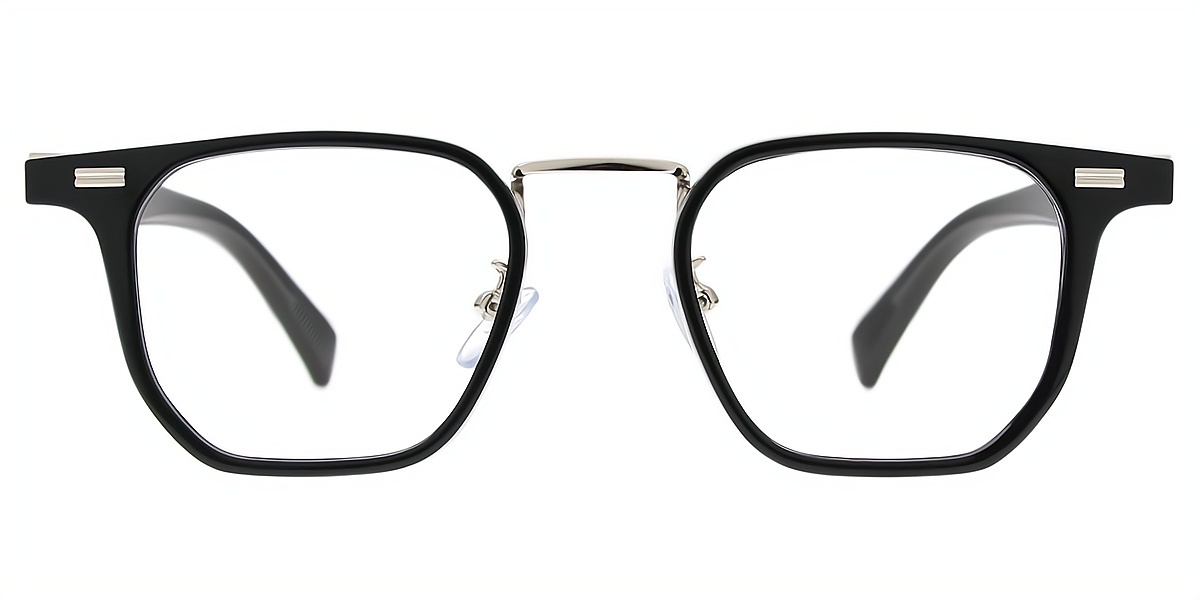 Black Geometric Chic Plastic Eyeglasses