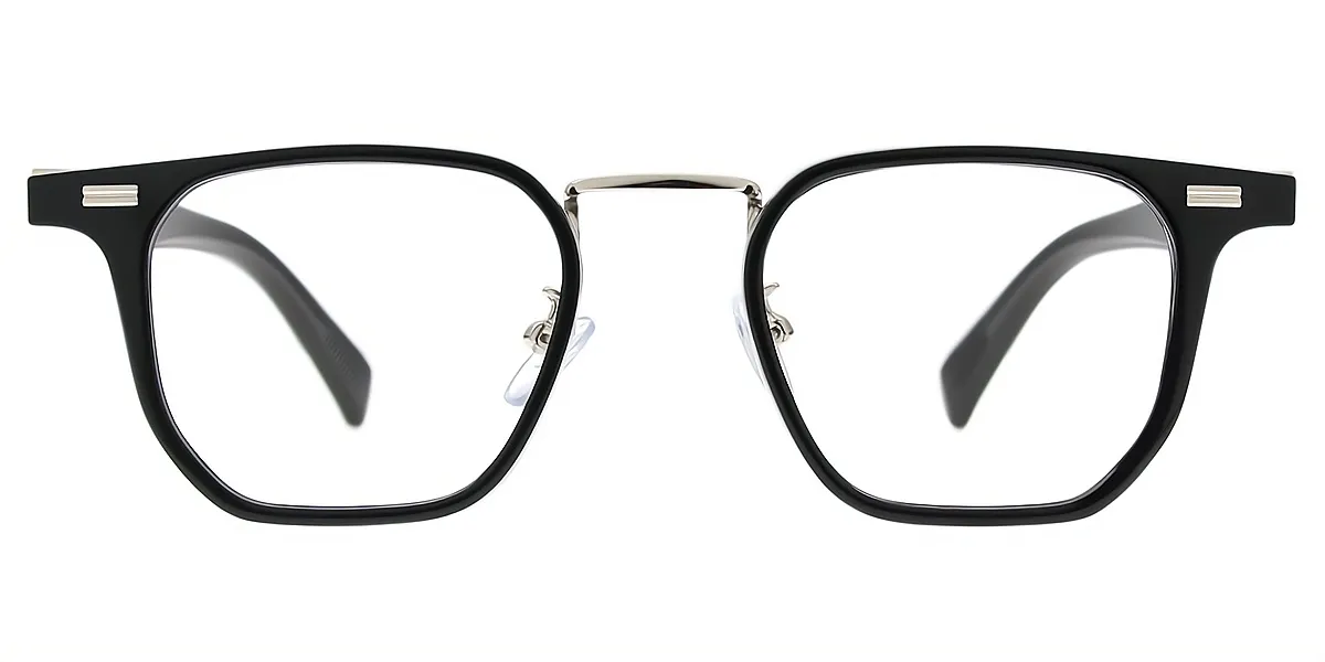 Black Geometric Chic Plastic Eyeglasses