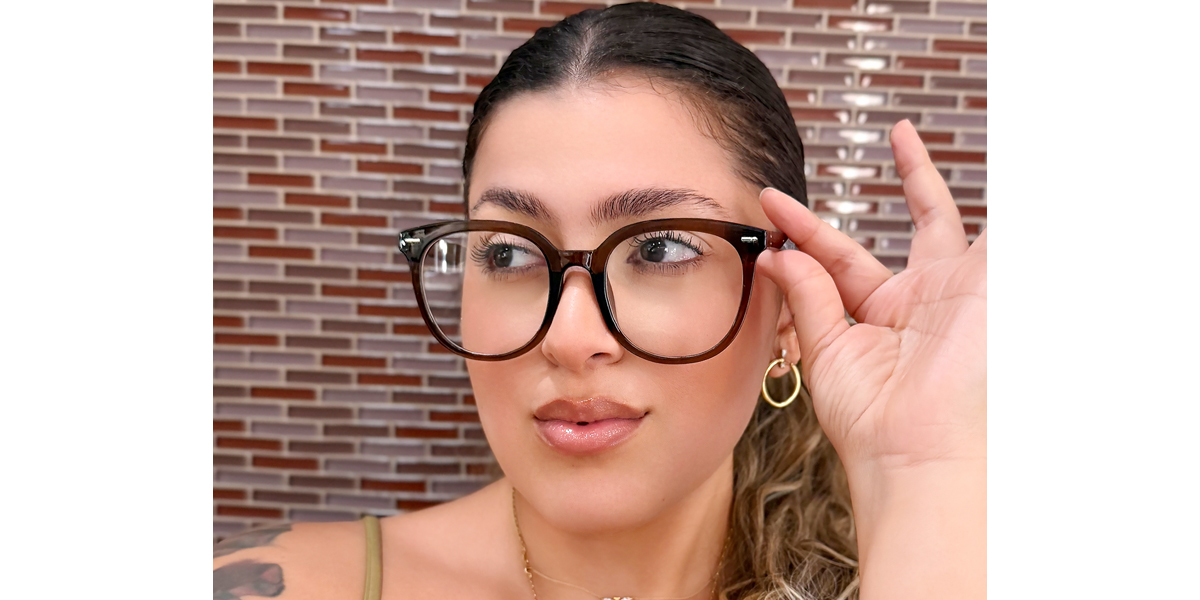 Brown Oval Oversized TR90 Eyeglasses