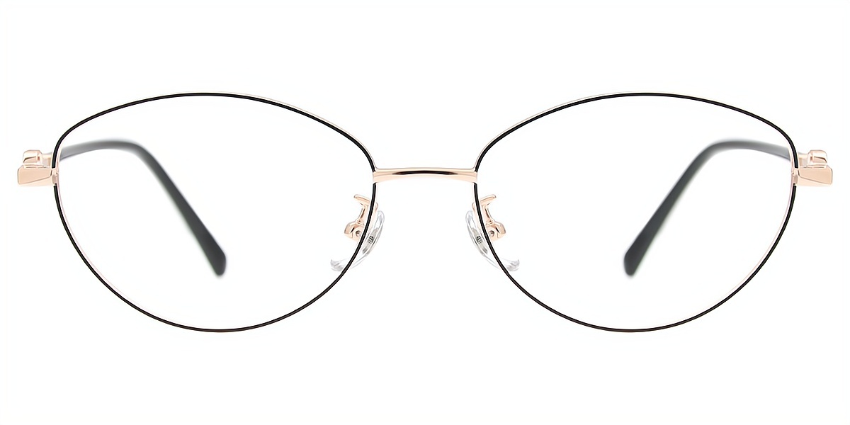 Black Oval Refined Metal Eyeglasses