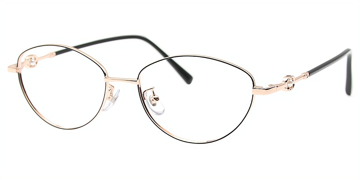 Black Oval Refined Metal Eyeglasses