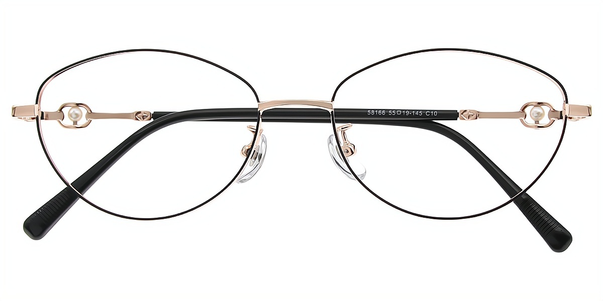 Black Oval Refined Metal Eyeglasses