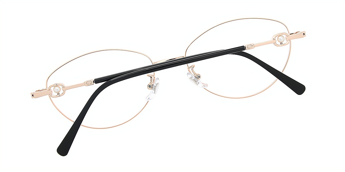 Black Oval Refined Metal Eyeglasses