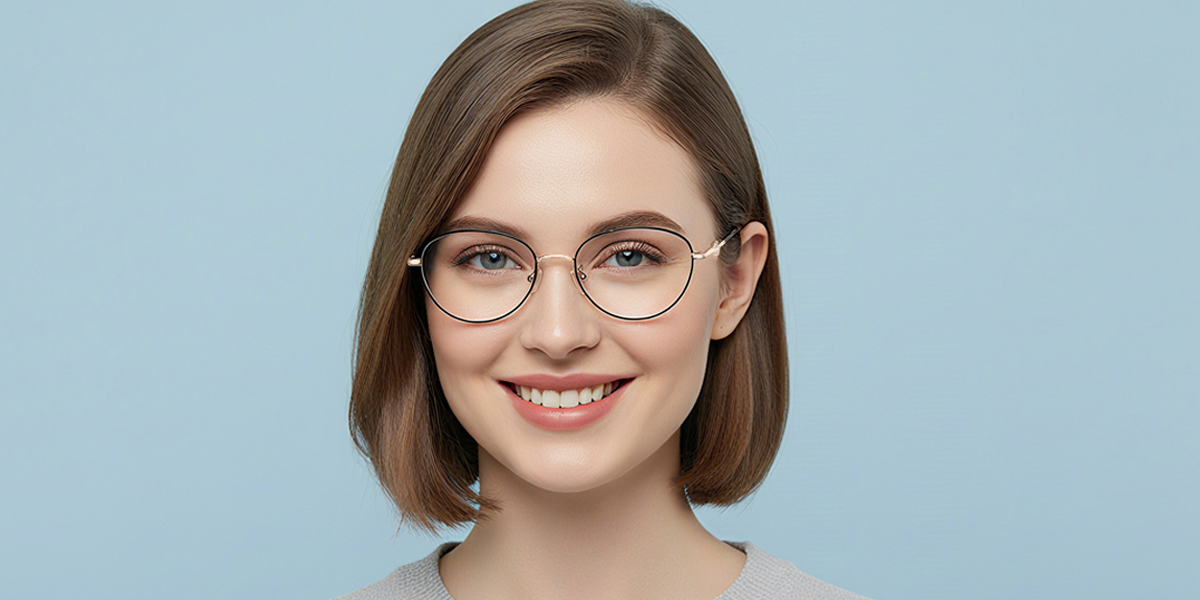 Black Oval Refined Metal Eyeglasses