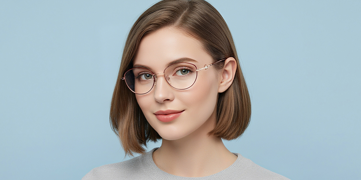 Red Oval Refined Metal Eyeglasses