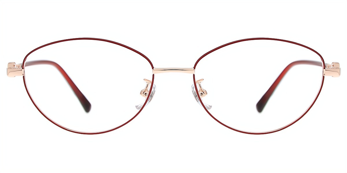Red Oval Refined Metal Eyeglasses