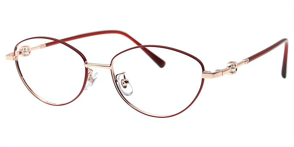 Red Oval Refined Metal Eyeglasses