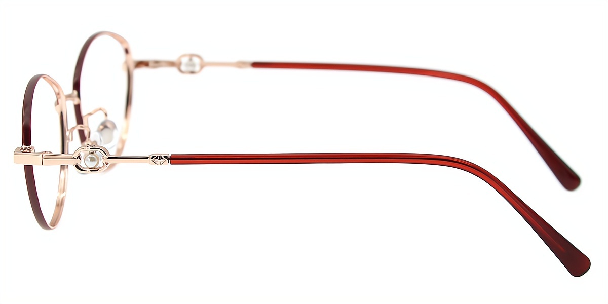Red Oval Refined Metal Eyeglasses